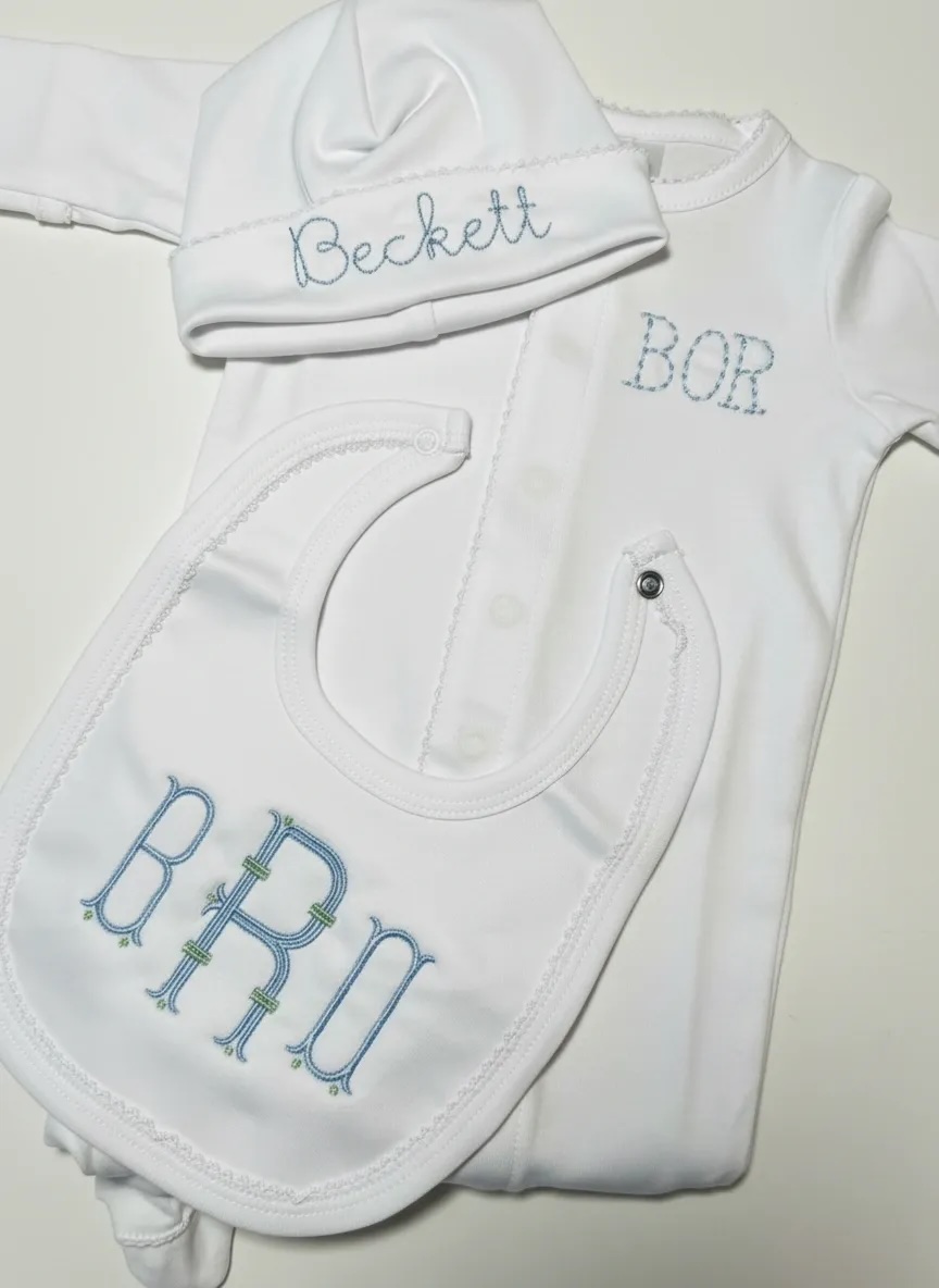Embroidered Monogram Romper